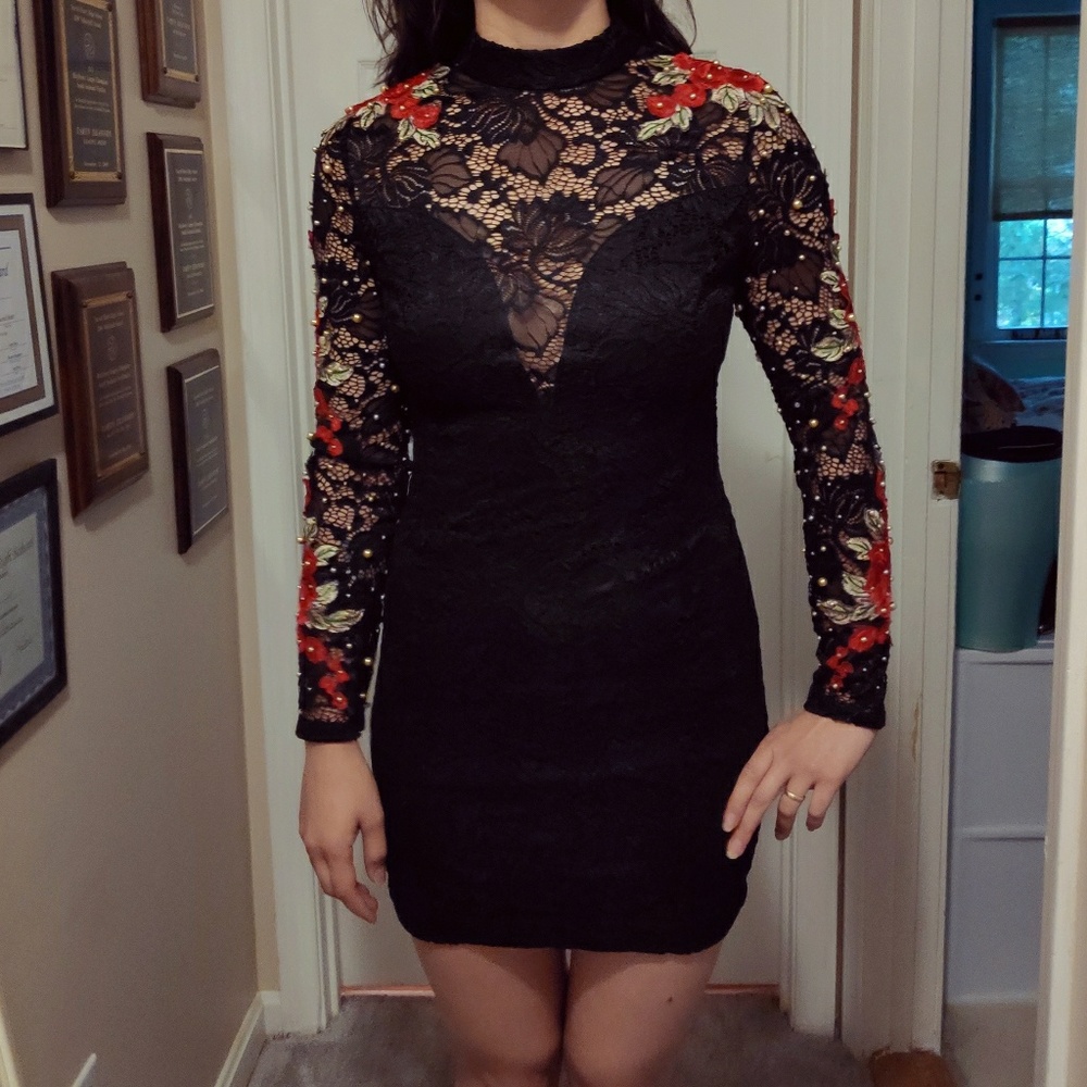 Beaded Sleeve Bebe dress